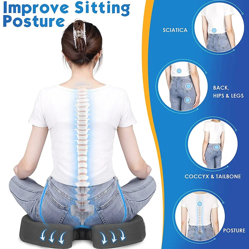 YUNEXA U-Shaped Memory Foam Seat Cushion for tailbone pain relief with breathable mesh cover