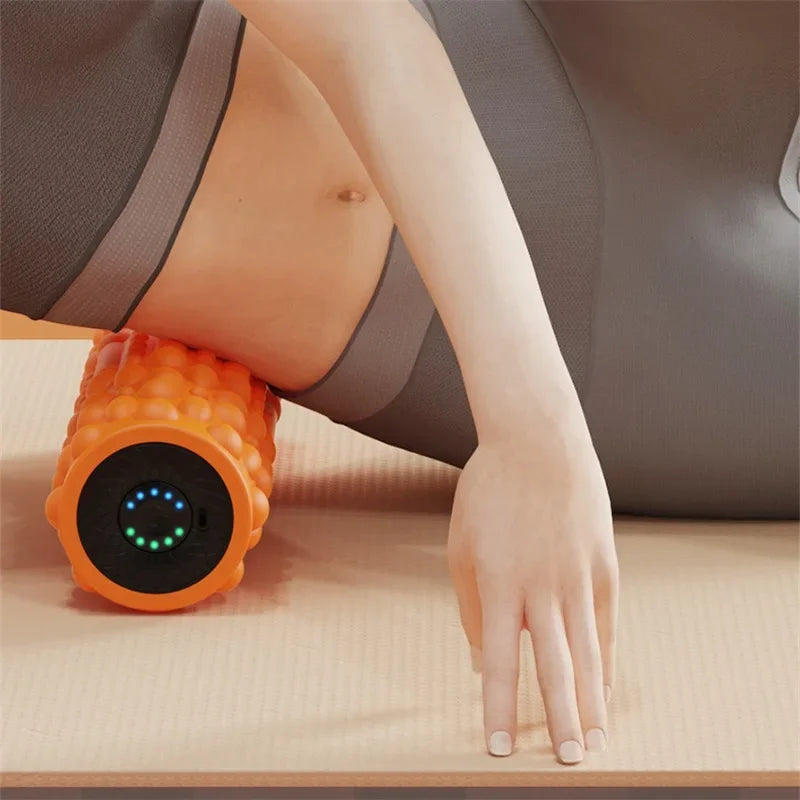YUNEXA Electric Vibration Foam Roller in Black with ergonomic design for muscle relaxation and recovery.