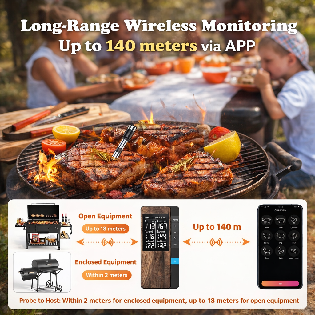 YUNEXA™ Smart Wireless Meat Thermometer Pro | Bluetooth Digital BBQ &amp; Oven