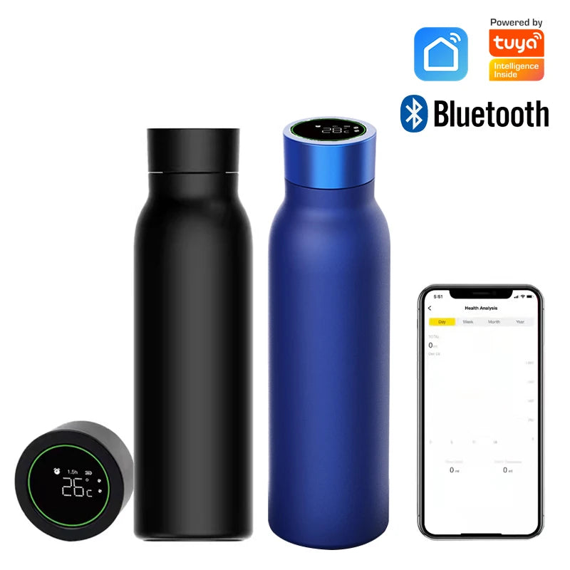 YUNEXA Bluetooth Smart Wasserflasche Trinkerinnerung Temperaturanzeige Wasserverbrauchsaufzeichnung Warm- und Kaltisolationsflasche