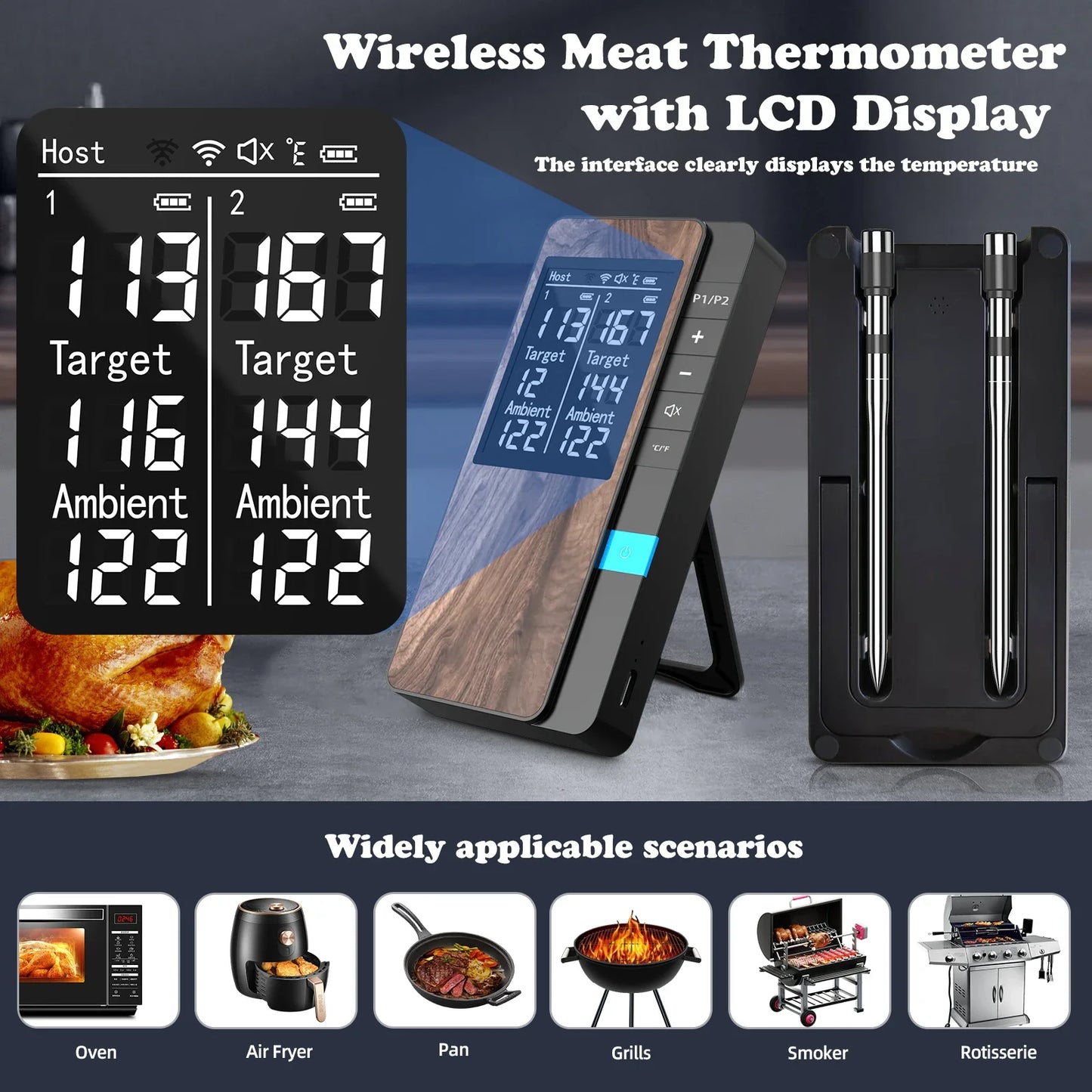 YUNEXA™ Smart Wireless Meat Thermometer Pro | Bluetooth Digital BBQ &amp; Oven