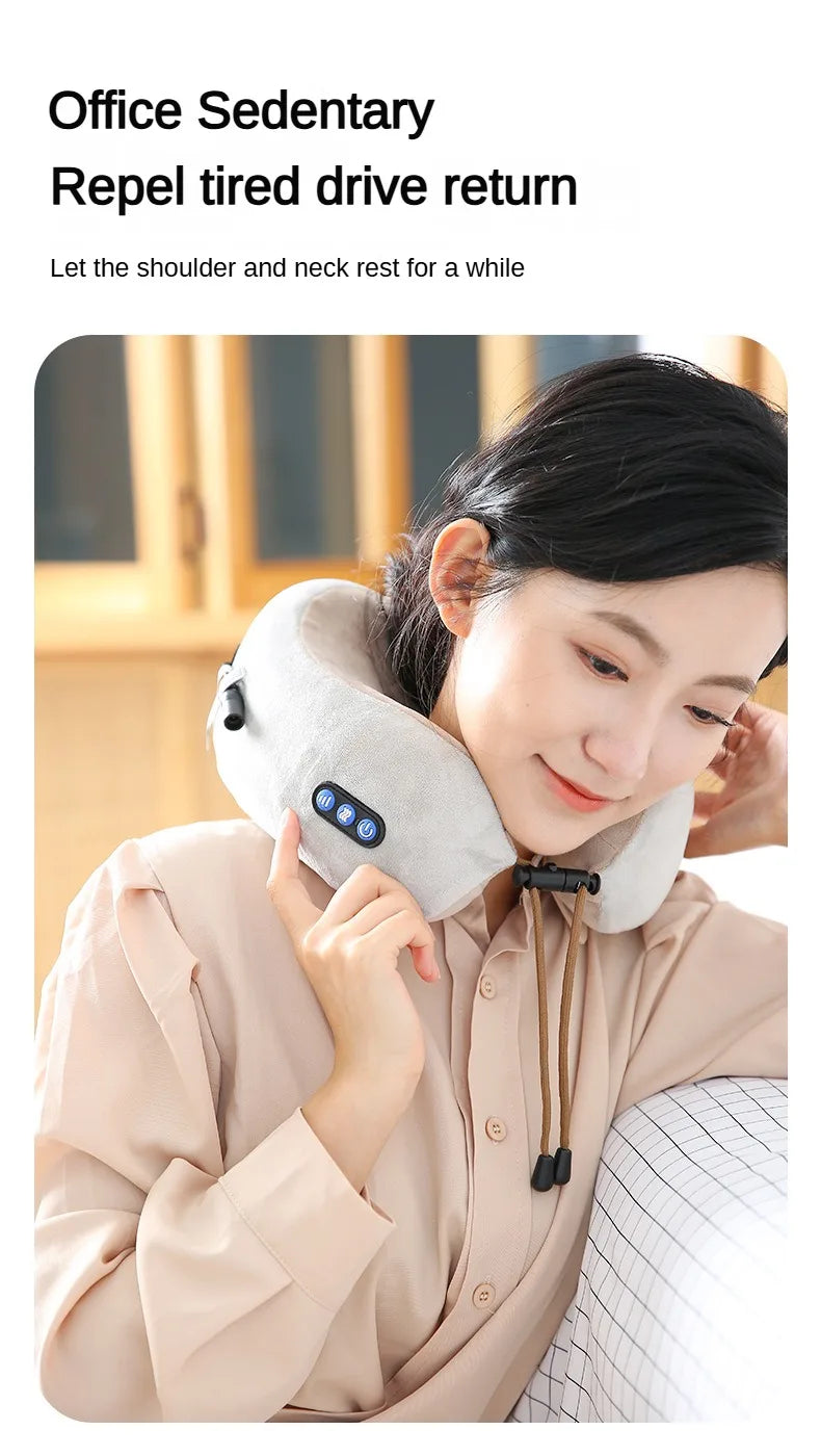 Rechargeable Neck Massager U shaped Pillow Multifunctional Portable Shoulder Cervical Massager Outdoor Home Car Relaxing Massage