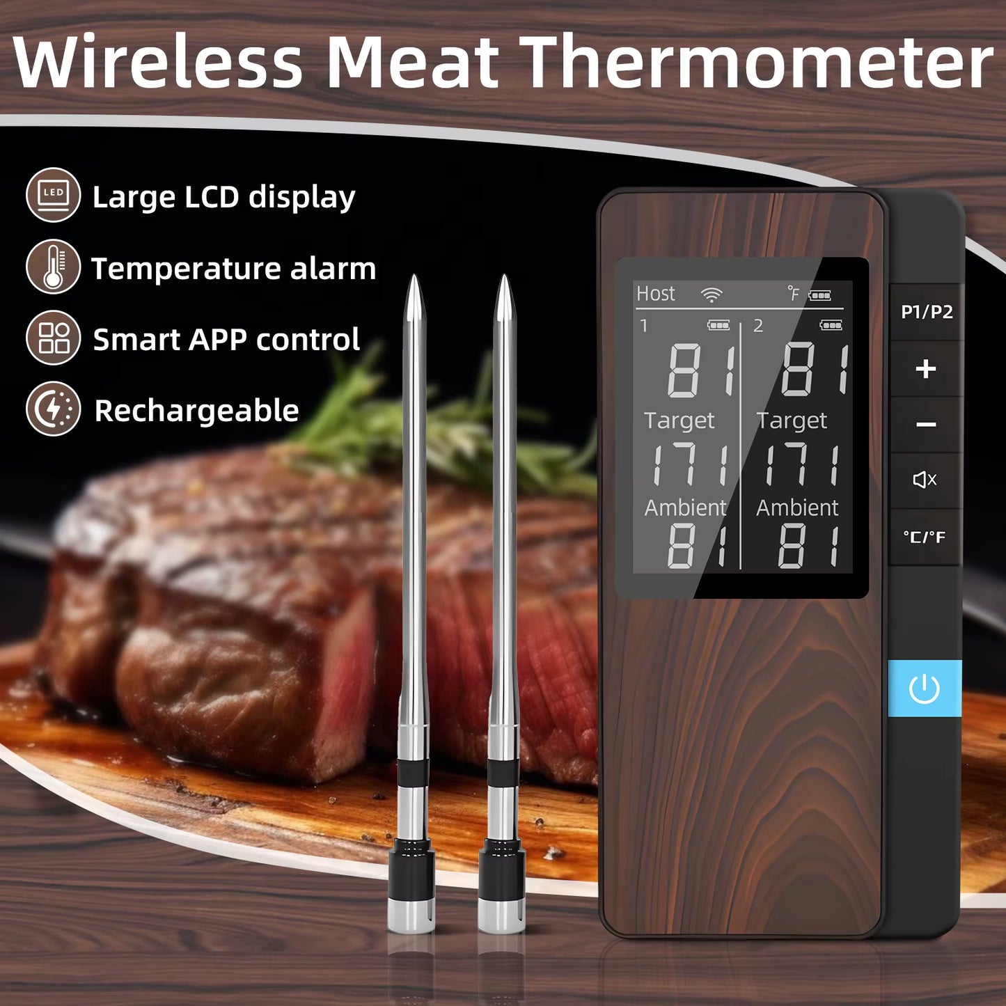 YUNEXA™ Smart Wireless Meat Thermometer Pro | Bluetooth Digital BBQ &amp; Oven