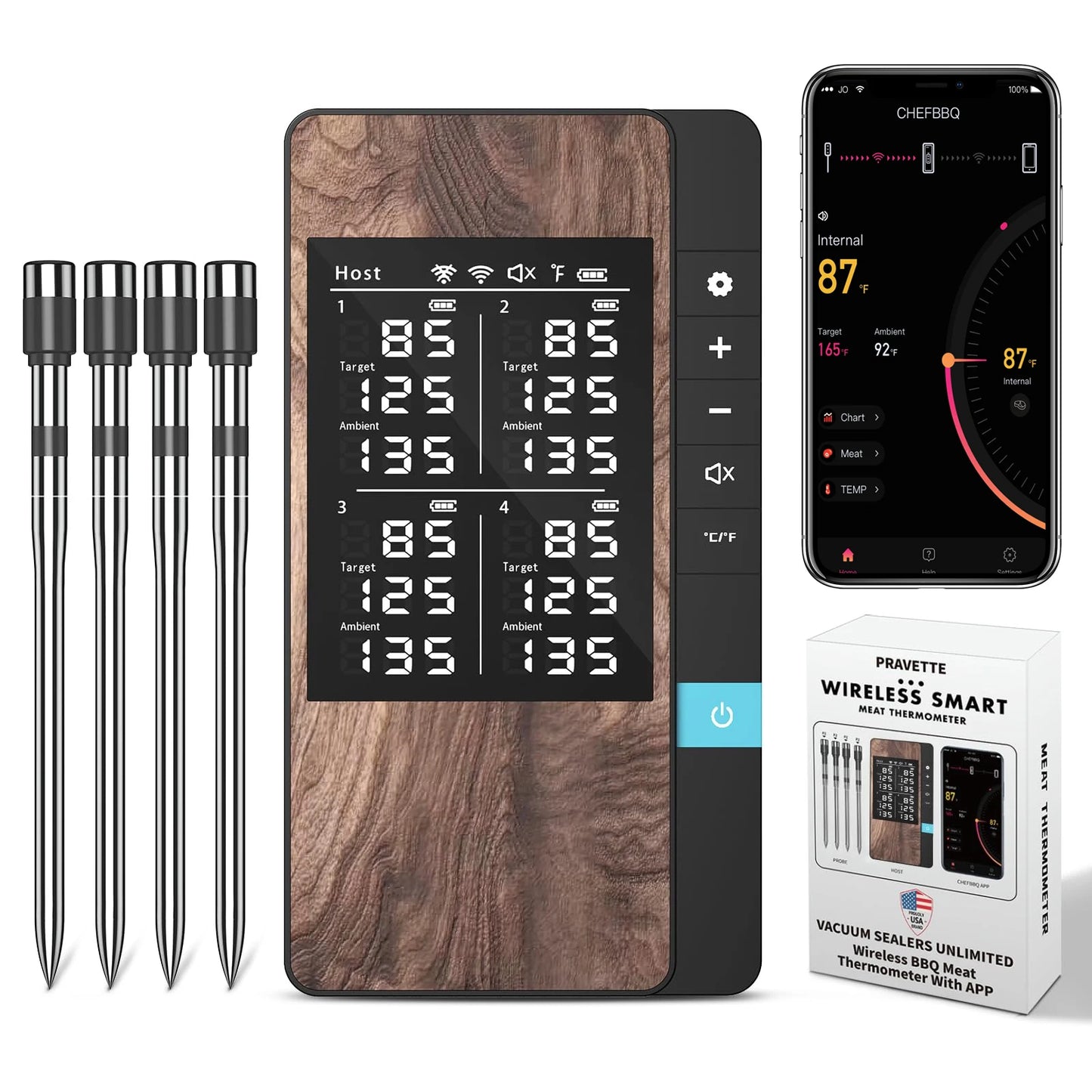 YUNEXA™ Smart Wireless Meat Thermometer Pro | Bluetooth Digital BBQ &amp; Oven
