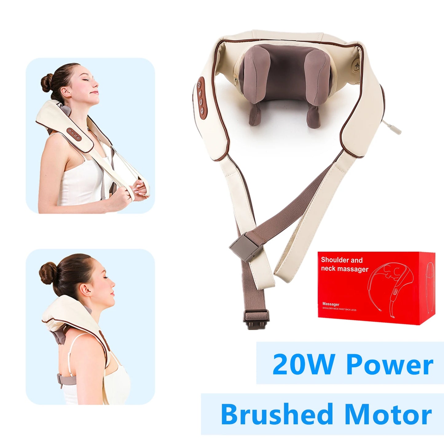 Foreverlily 26W Neck And Shoulder Massager Wireless Shoulder And Back Kneading Massage Shawl Trapezius Neck Cervical masajeador