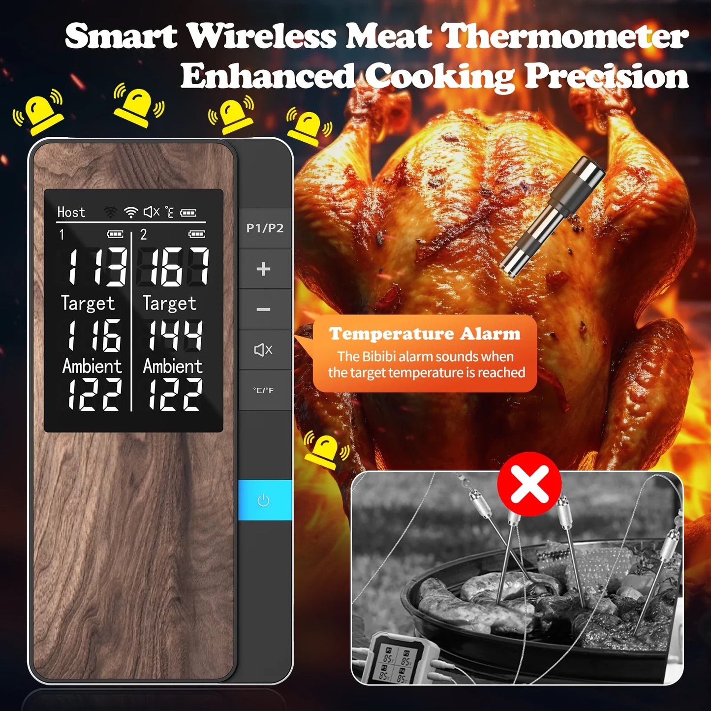 YUNEXA™ Smart Wireless Meat Thermometer Pro | Bluetooth Digital BBQ &amp; Oven
