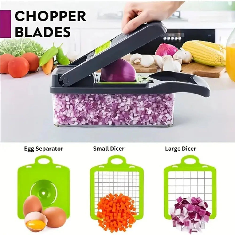 YUNEXA™ Mandoline Pro Vegetable Chopper – Precision Slicer & Cheese Grater with Container | Low-Calorie Meal-Prep Essential