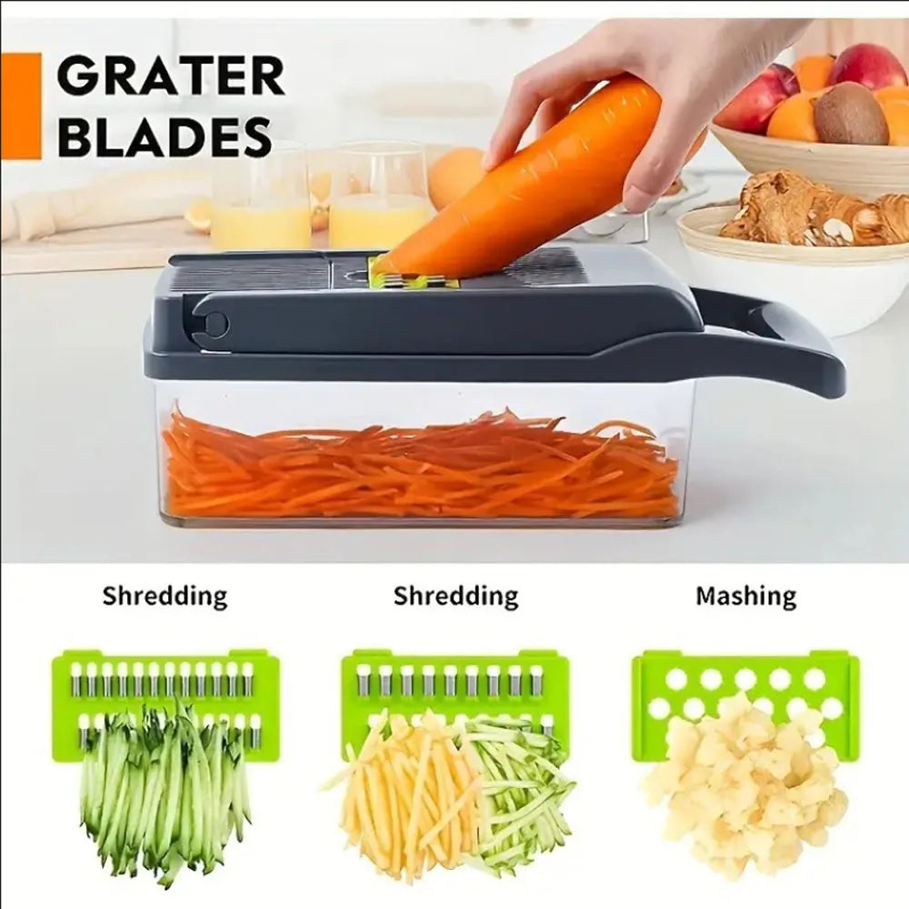 YUNEXA™ Mandoline Pro Vegetable Chopper – Precision Slicer & Cheese Grater with Container | Low-Calorie Meal-Prep Essential
