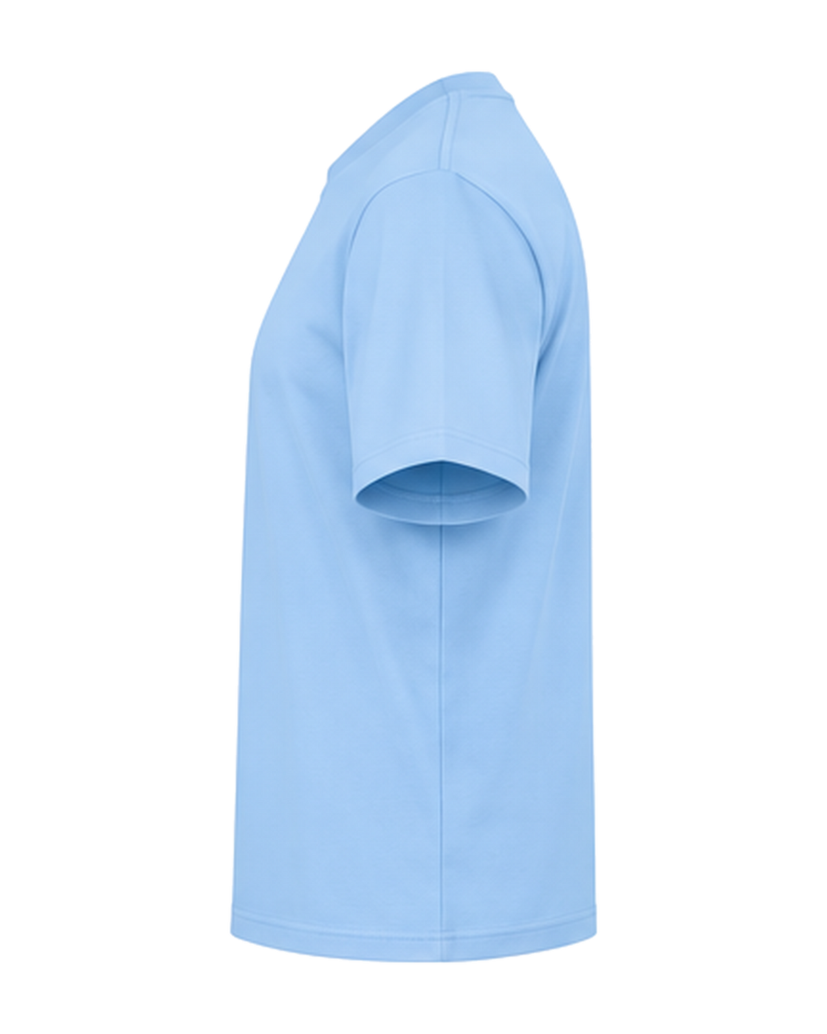 Custom organic cotton t-shirt in Blue Soul, left sleeve print area