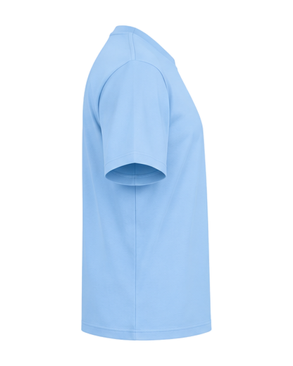 Custom organic cotton t-shirt in Blue Soul, right sleeve print area