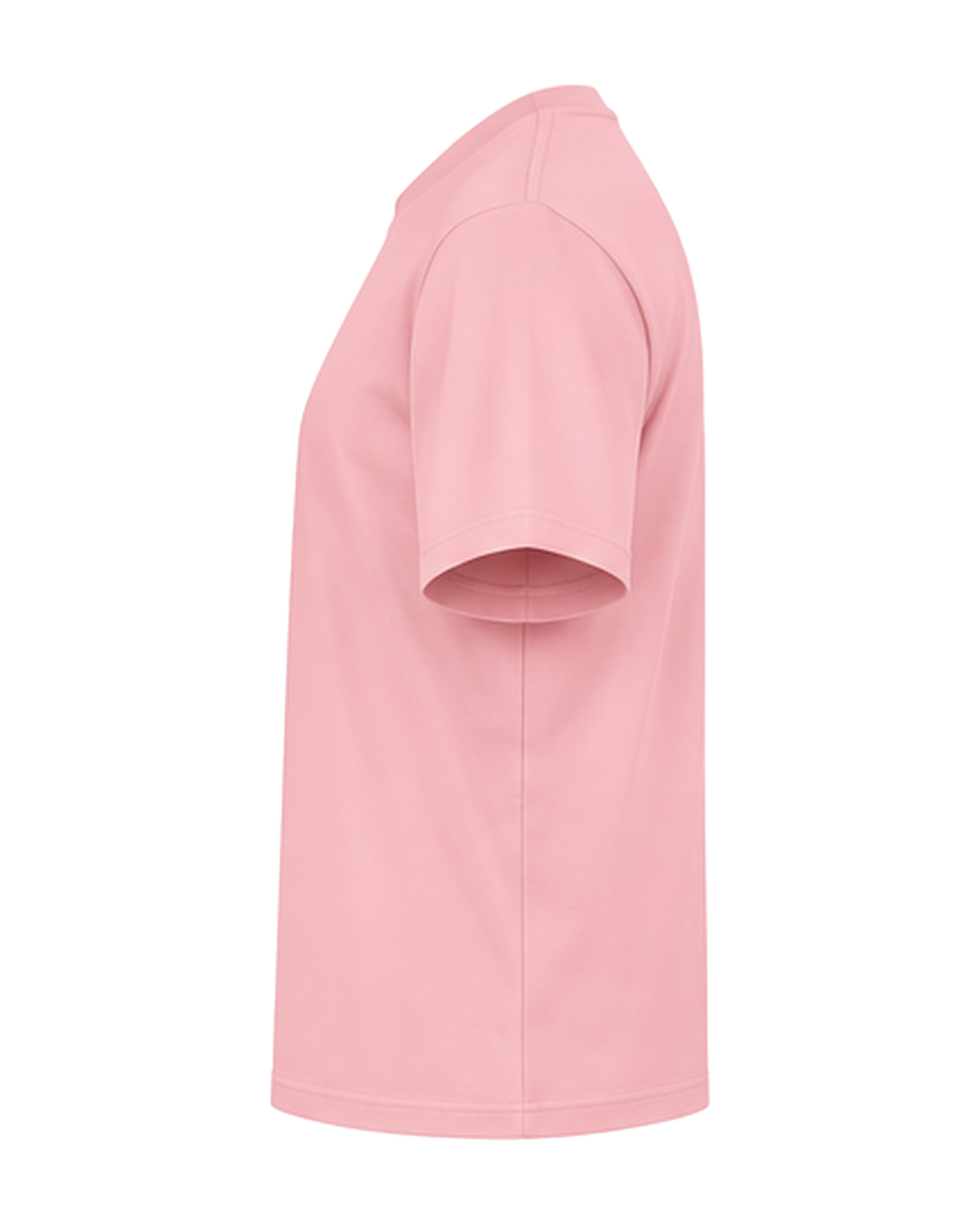 Custom organic cotton t-shirt in Cotton Pink, left sleeve print area