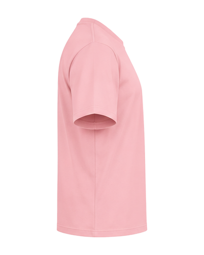 Custom organic cotton t-shirt in Cotton Pink, right sleeve print area