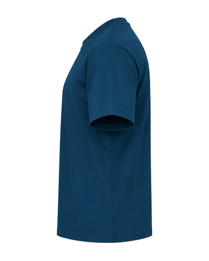 Custom organic cotton t-shirt in Deep Teal, left sleeve print area