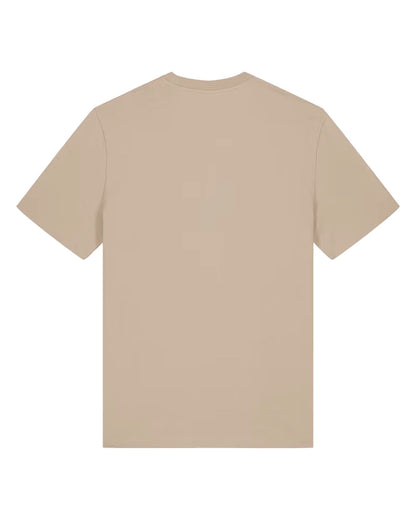 Custom organic cotton t-shirt in Desert Dust, back view