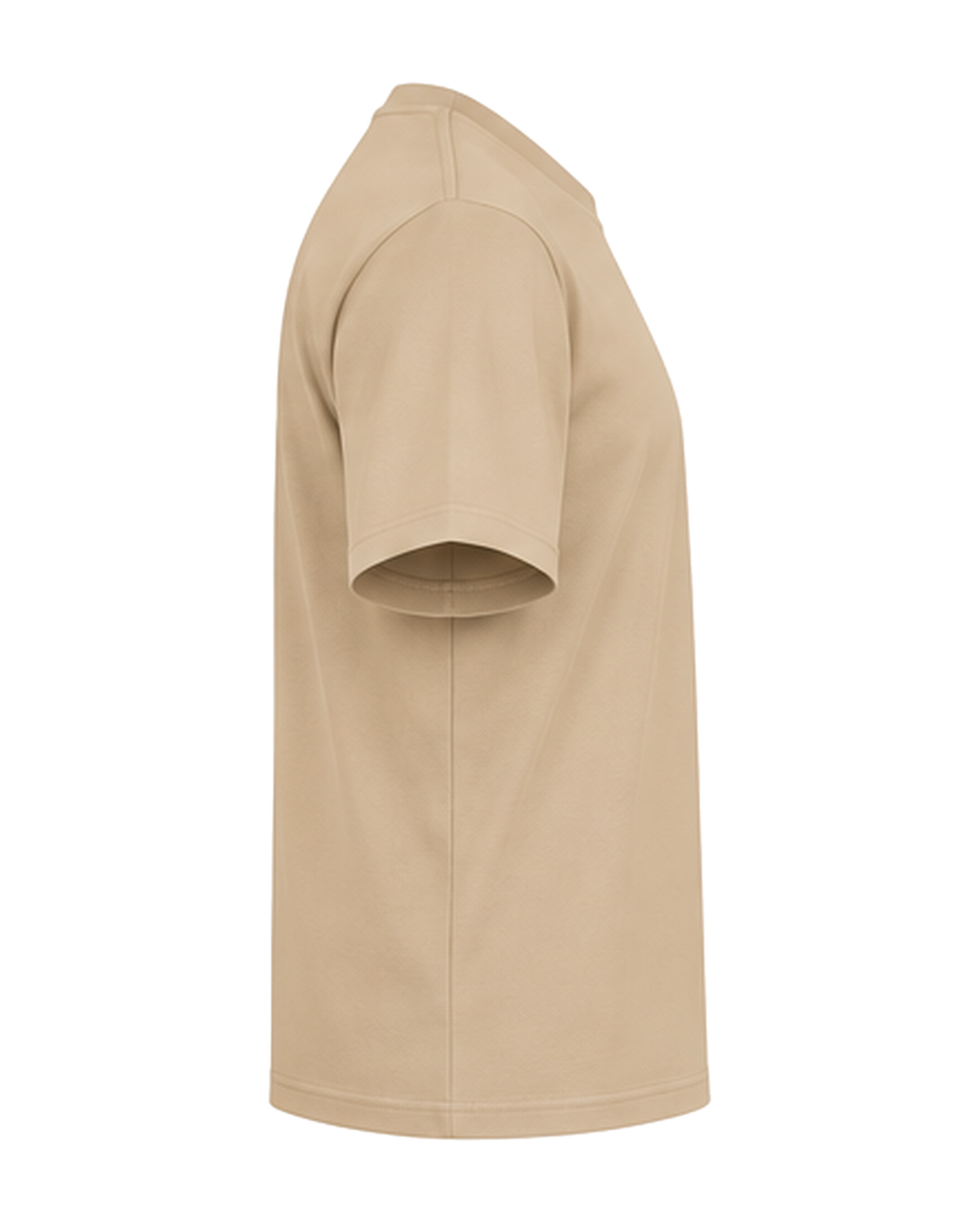 Custom organic cotton t-shirt in Desert Dust, right sleeve print area