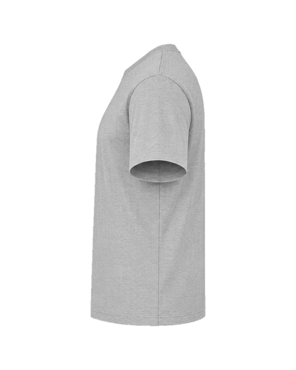 Custom organic cotton t-shirt in Heather Grey, left sleeve print area