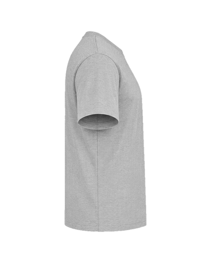 Custom organic cotton t-shirt in Heather Grey, right sleeve print area