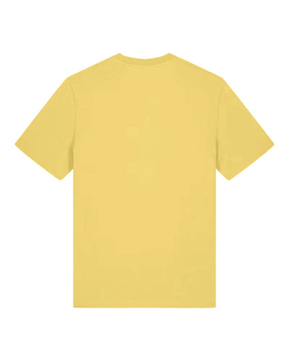 Custom organic cotton t-shirt in Viva Yellow, back view