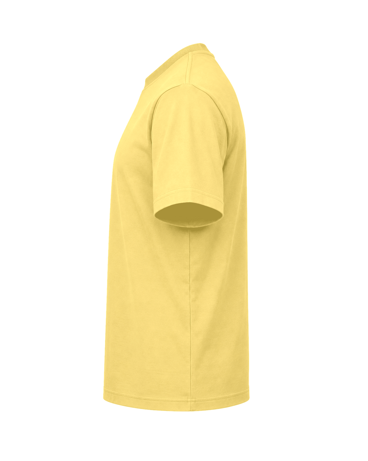 Custom organic cotton t-shirt in Viva Yellow, left sleeve print area