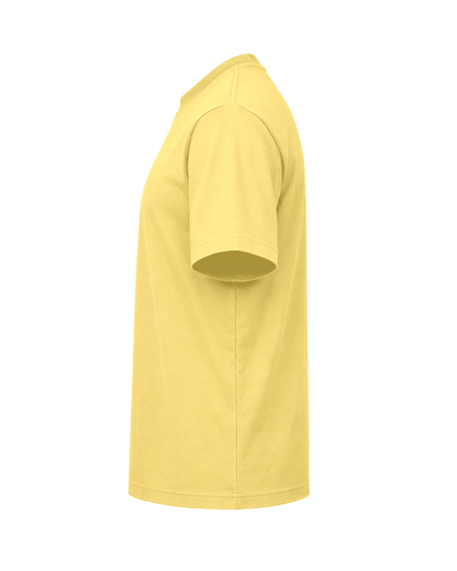 Custom organic cotton t-shirt in Viva Yellow, left sleeve print area