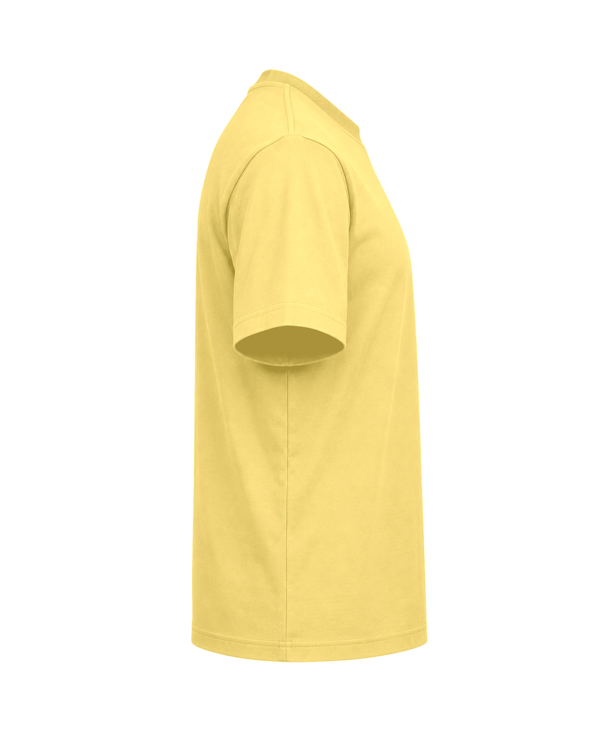 Custom organic cotton t-shirt in Viva Yellow, right sleeve print area