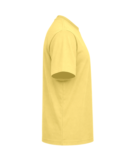 Custom organic cotton t-shirt in Viva Yellow, right sleeve print area